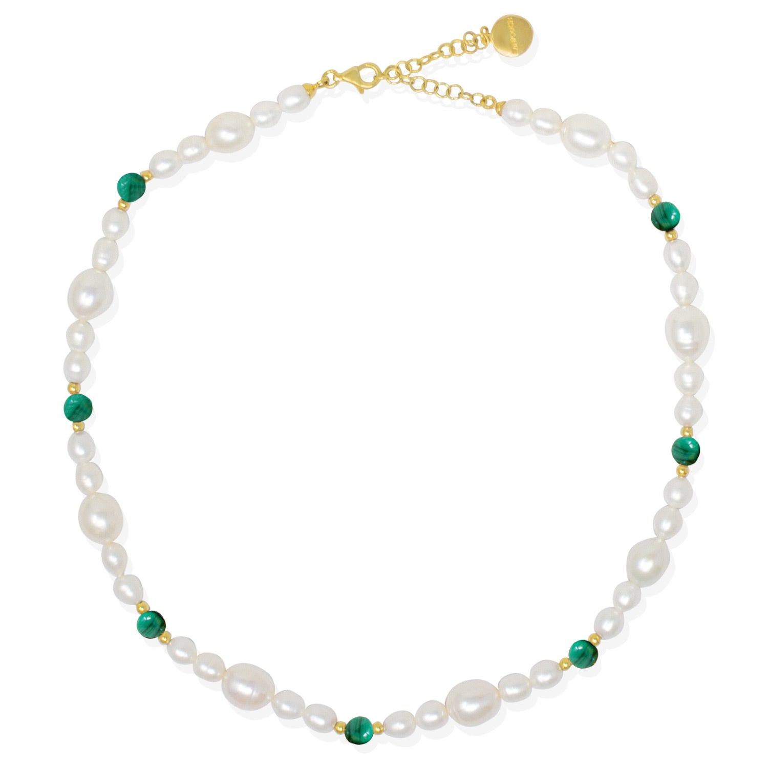 Bianca Gold-Plated Pearl And Malachite Necklace