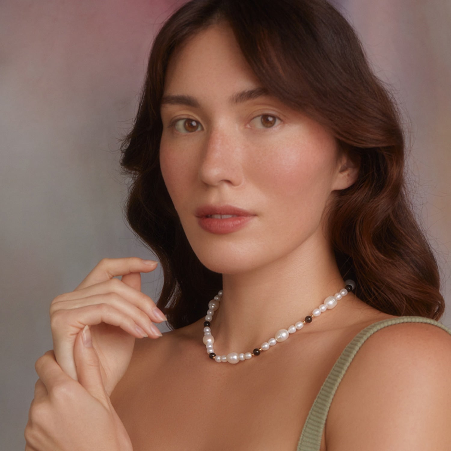 Bianca Gold-Plated Pearl And Onyx Necklace