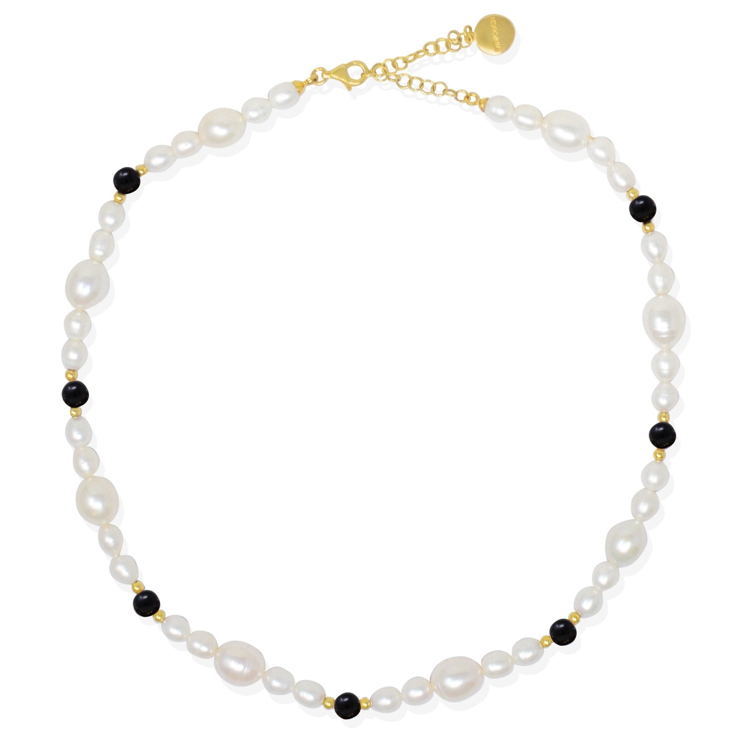 Bianca Gold-Plated Pearl And Onyx Necklace