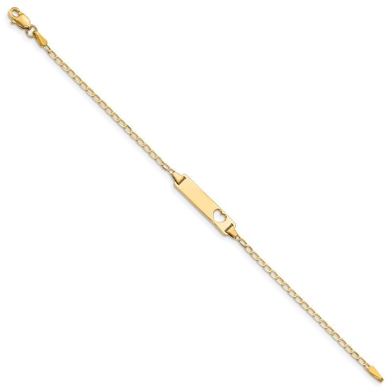 14k Cut-out Heart Flat Curb Link ID Bracelet