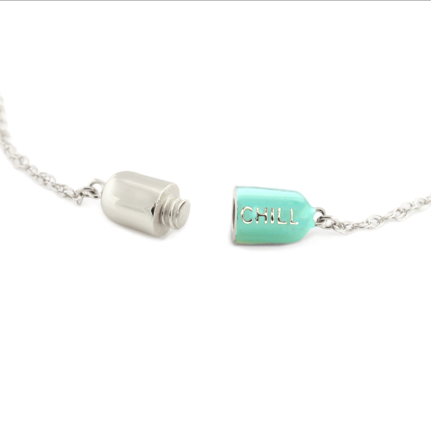 Big Chill Pill Chain Necklace Turquoise & Sterling Silver