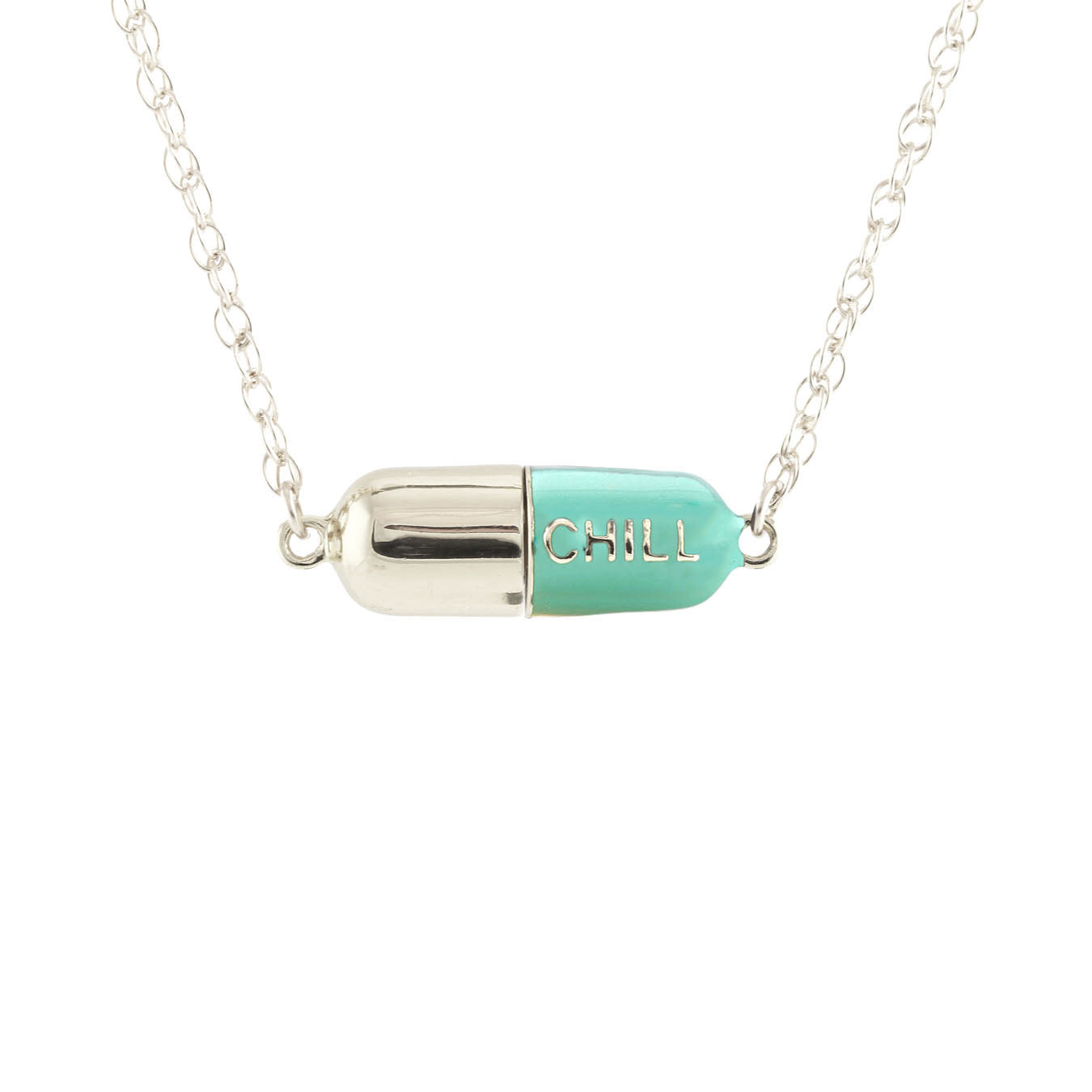 Big Chill Pill Chain Necklace Turquoise & Sterling Silver