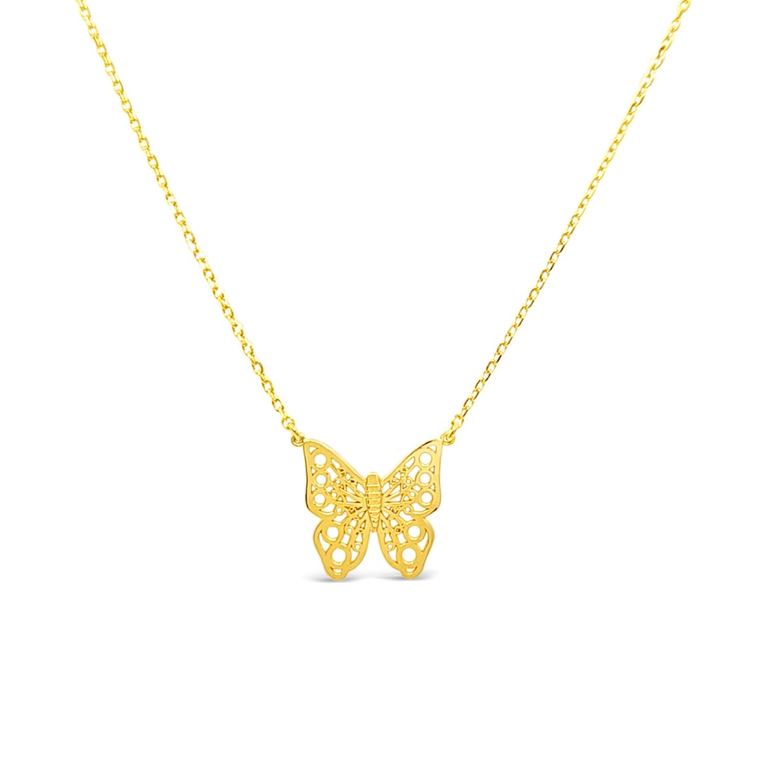 Big Filigree Butterfly Necklace-Gold