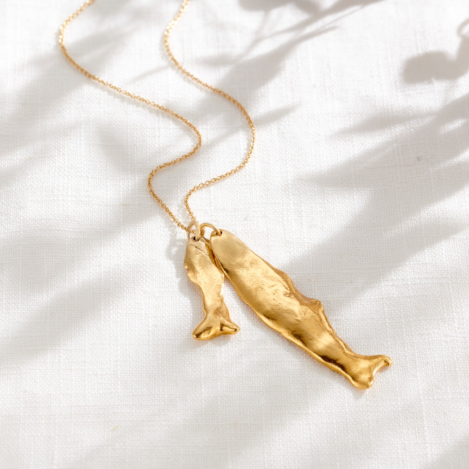 Big Fish Little Fish Gold Fortune Pendant Necklace