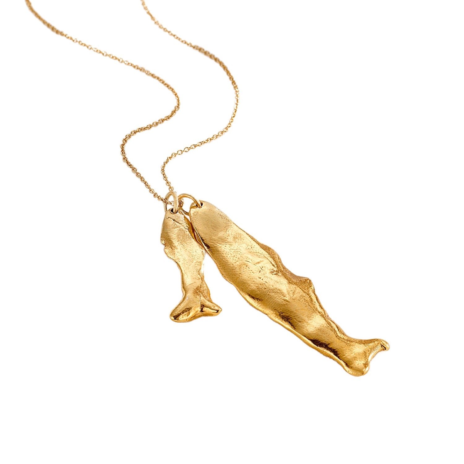 Big Fish Little Fish Gold Fortune Pendant Necklace