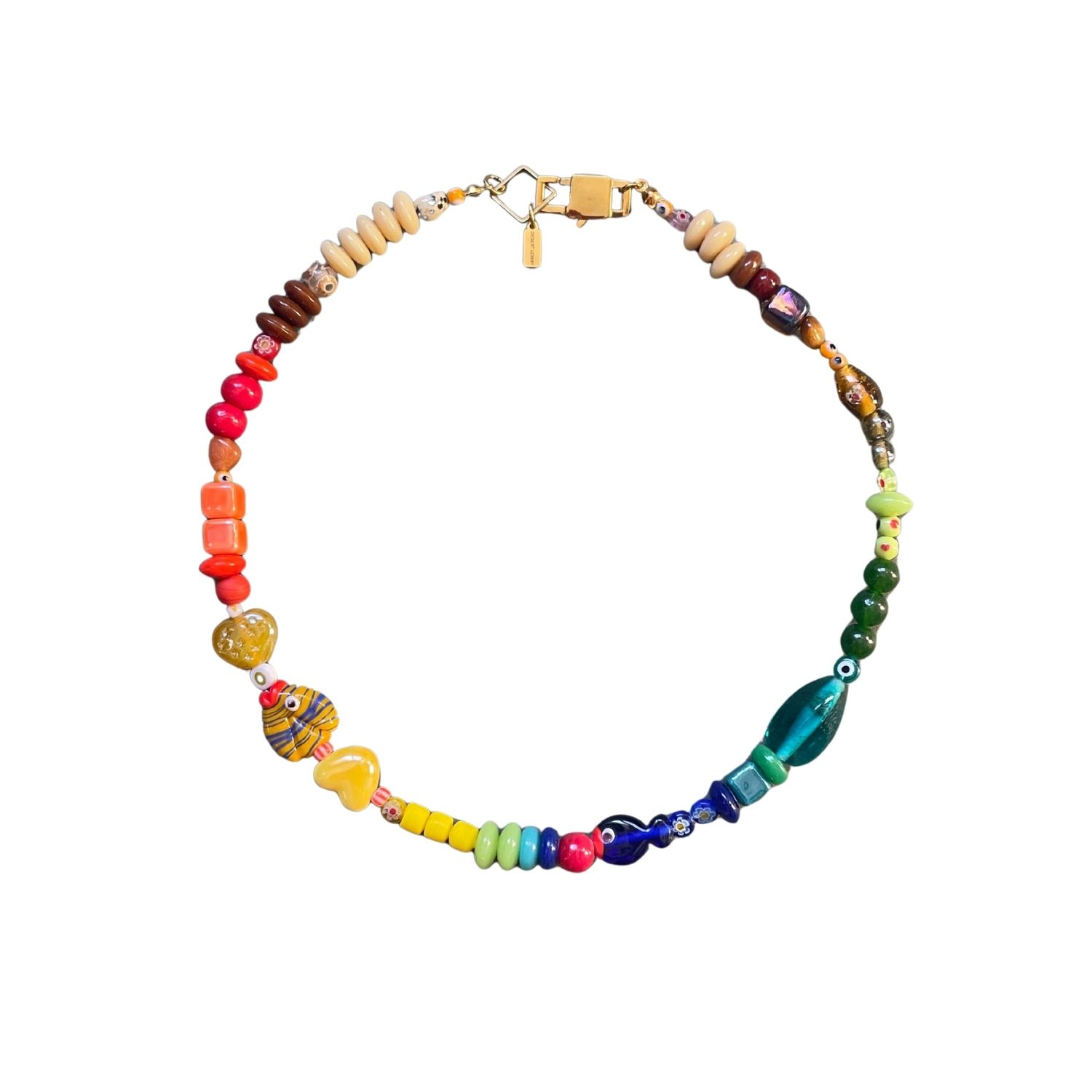 Big Fish Small Fish - Handmade Colorful Glass Necklace With Dual Murano Fish Figures