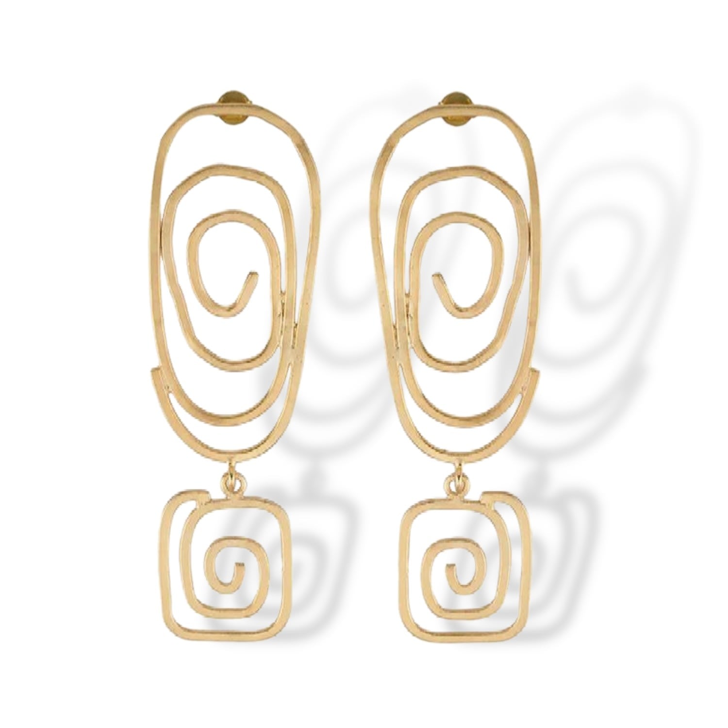 Big Spiral Square Dangle Geometric Earring
