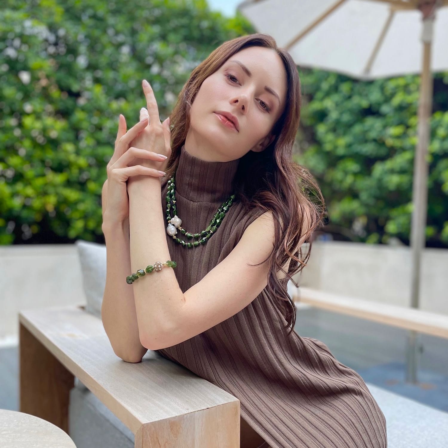 Natural Diopside Adjustable Bracelet