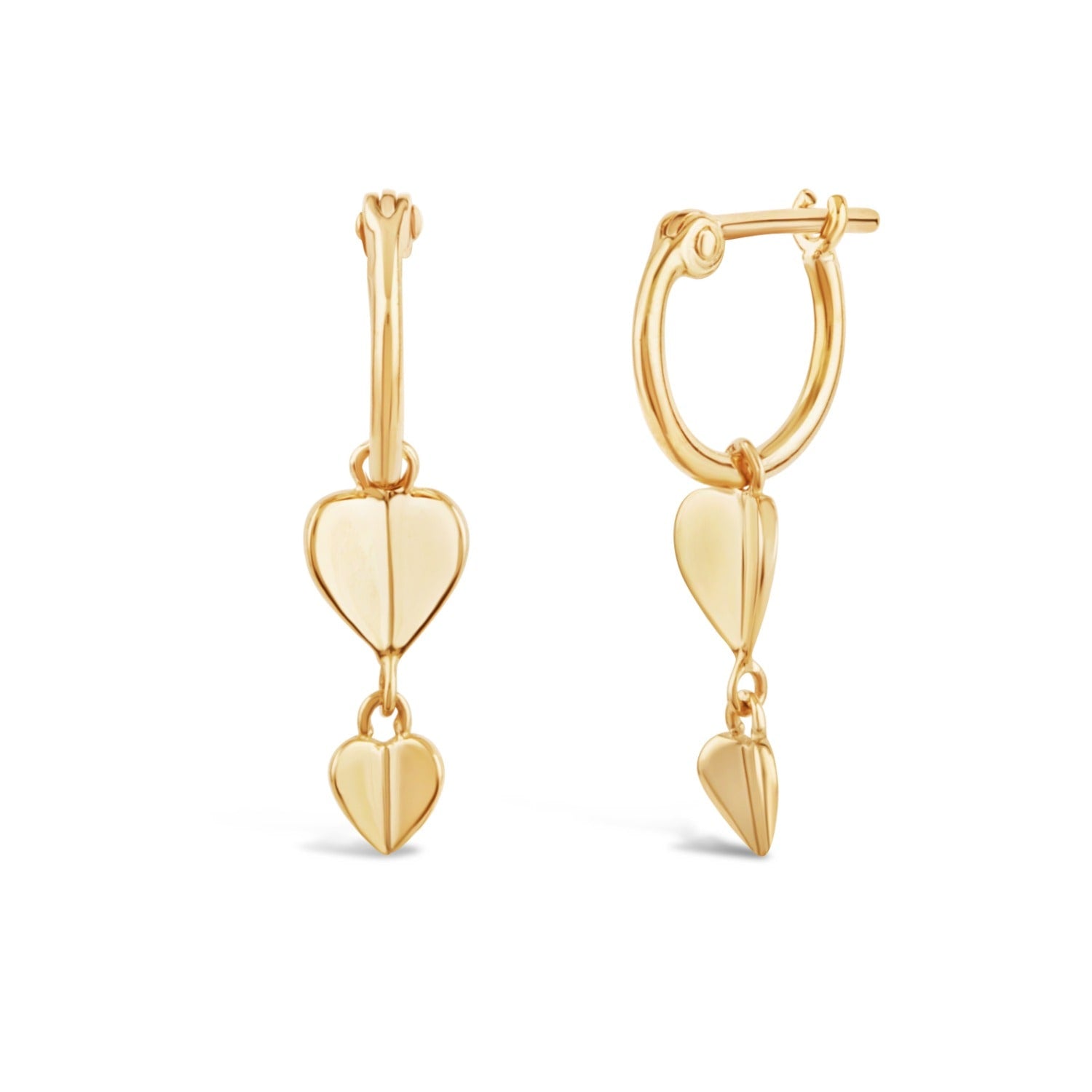 Bijou Folded Heart Drop Hoops