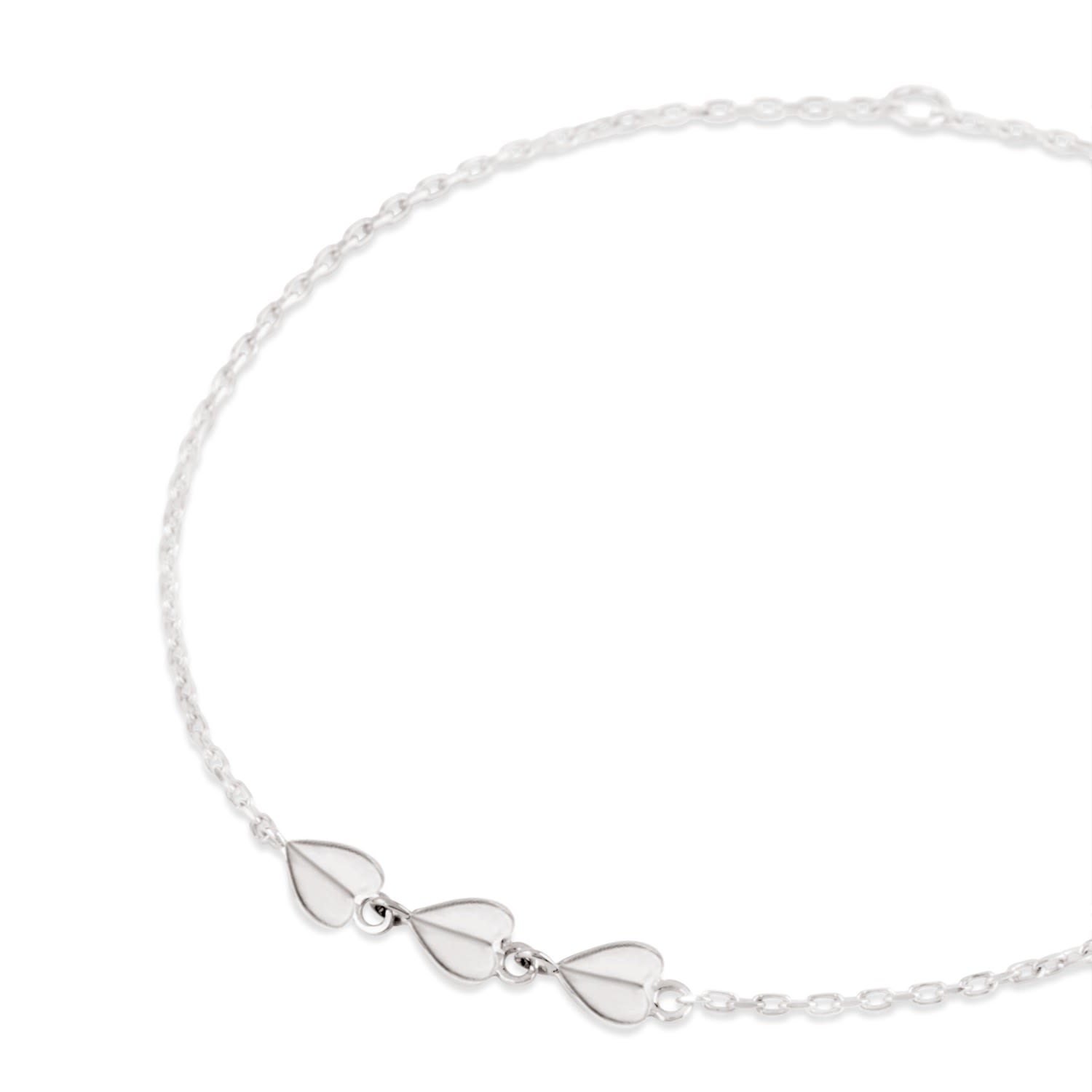 Bijou Folded Heart Trio Bracelet White Gold