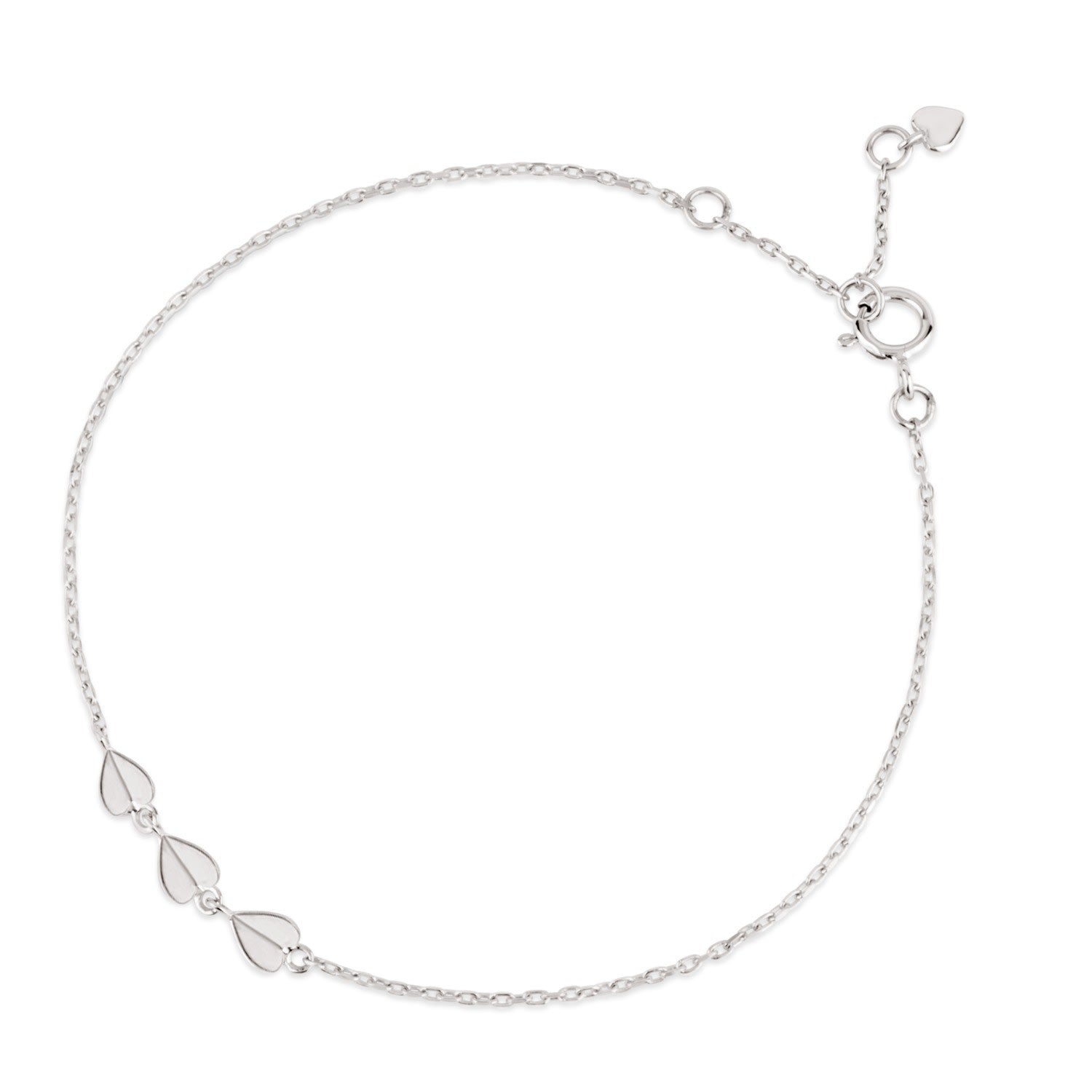 Bijou Folded Heart Trio Bracelet White Gold