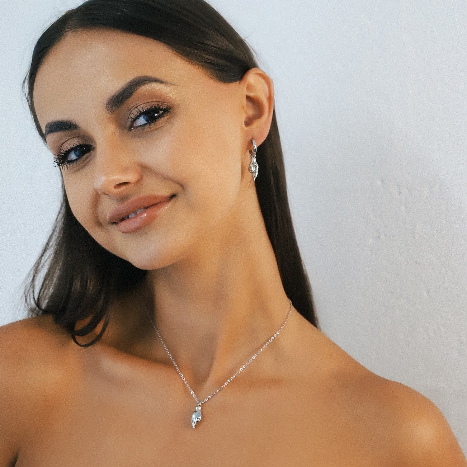 Fingers Crossed Gift Set - Earrings & Necklace - Sterling Silver