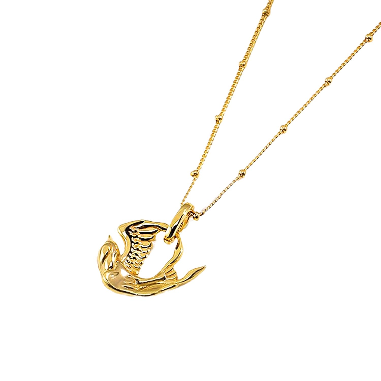 Bird Pendant Gold-Plated Sterling Silver Chain Necklace