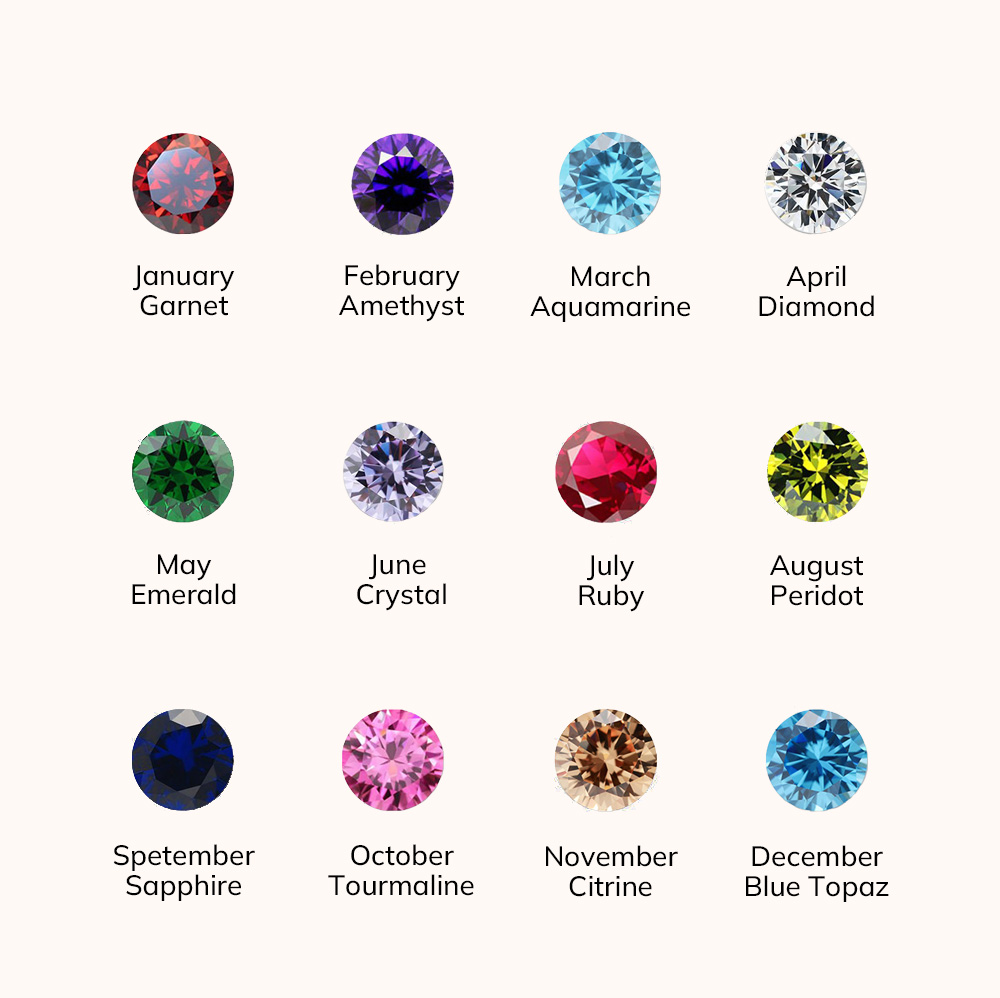 14K Gold Cubic Zirconia Personalised Birthstone Engraving Four Leaf Clover Pendant Necklace For Women