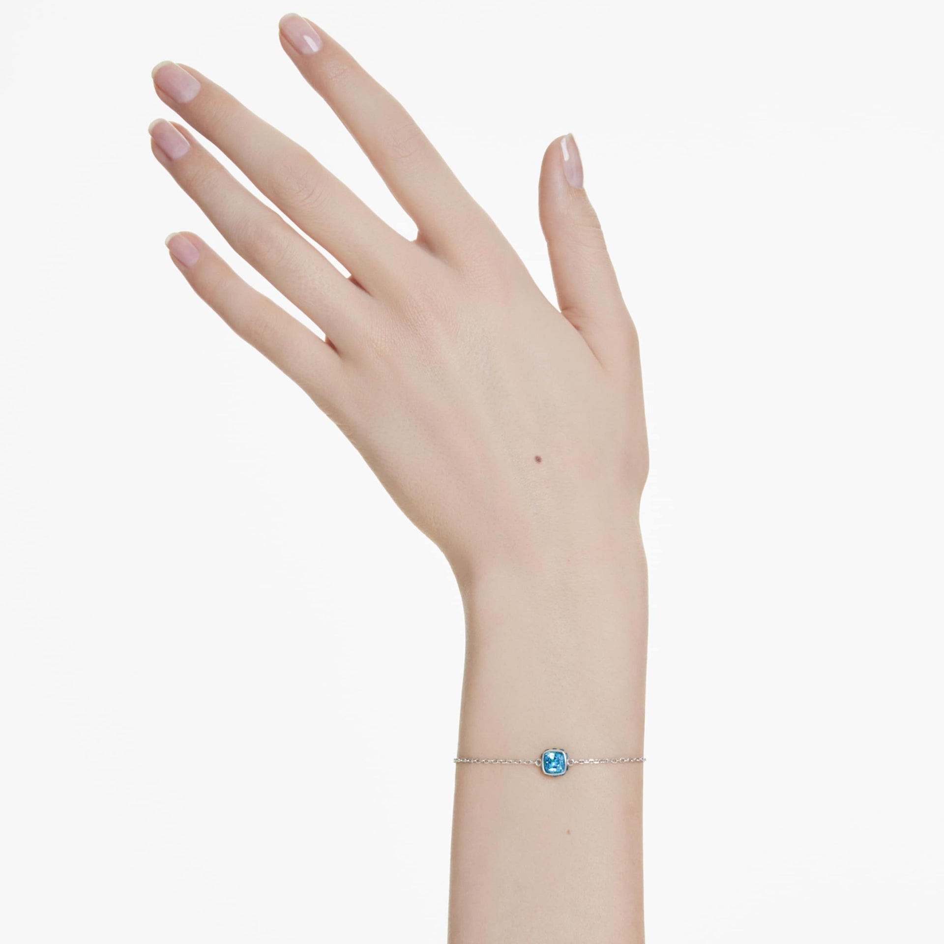 BIRTHSTONE BRACELET SQUARE CUT DECEMBER BLUE RHODIUM PLATED