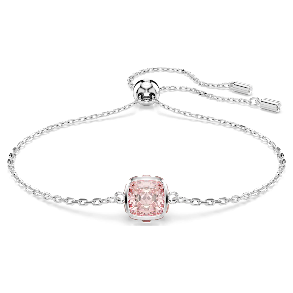 BIRTHSTONE BRACELET SQUARE CUT JUNE PINK RHODIUM PLATED