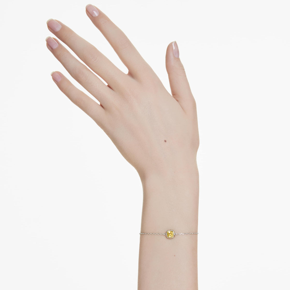 BIRTHSTONE BRACELET SQUARE CUT NOVEMBER YELLOW RHODIUM PLATED