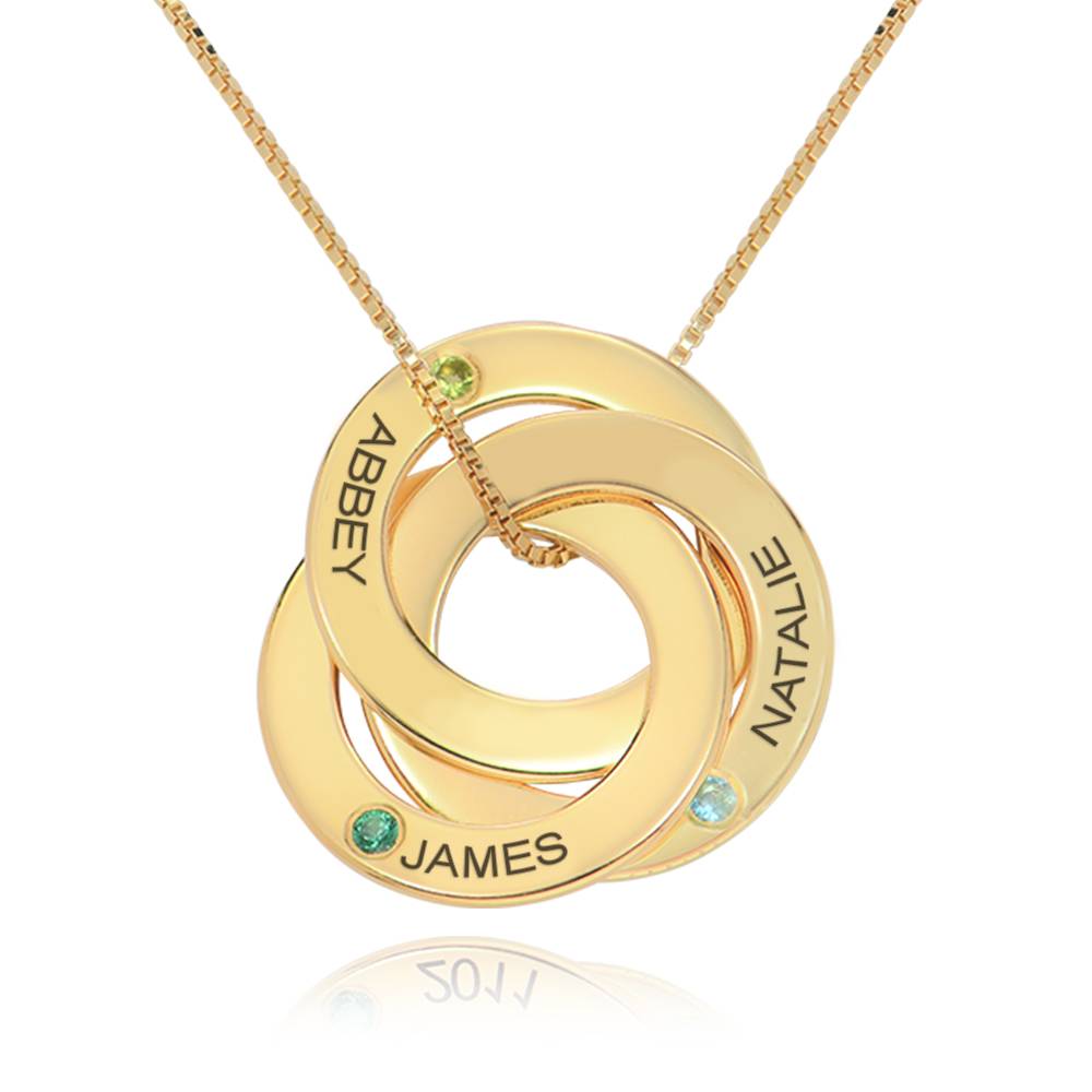 Russian Ring Necklace with Birthstones in Gold Plating