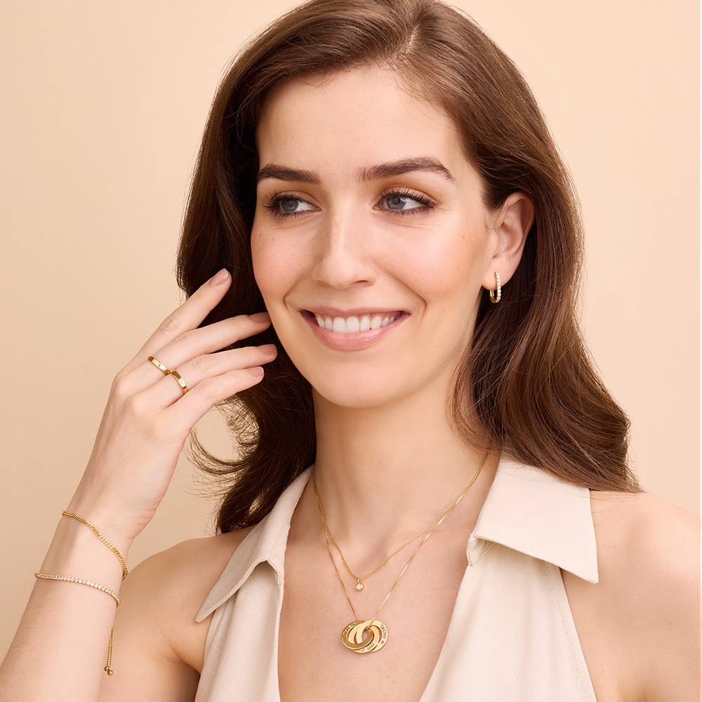 Birthstone Russian Ring Necklace with 3 Rings in 18K Gold Vermeil