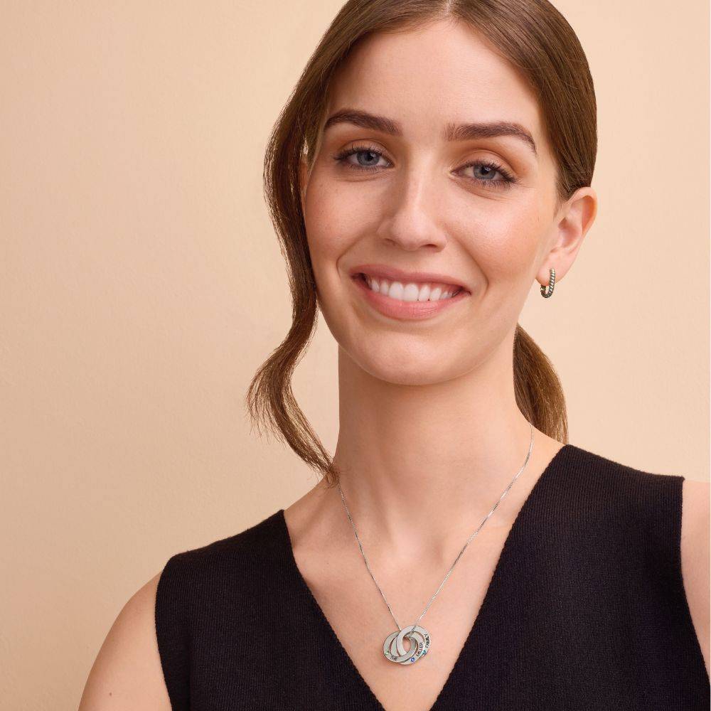Russian Ring Necklace with Birthstones in Silver