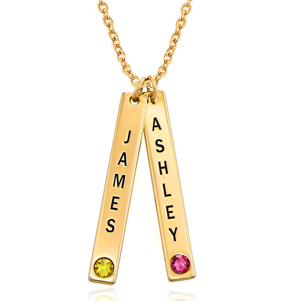 Birthstone Vertical Bar Necklace for Mothers in 18k Gold Vermeil