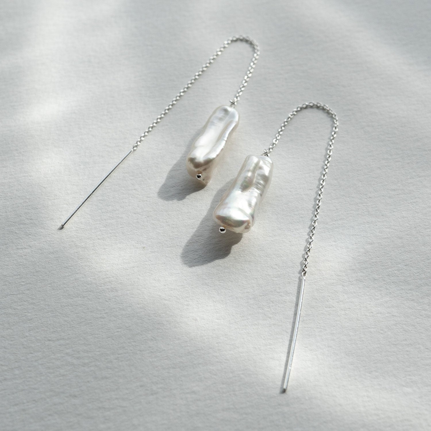 Biwa Pearl Threaders – Sterling Silver