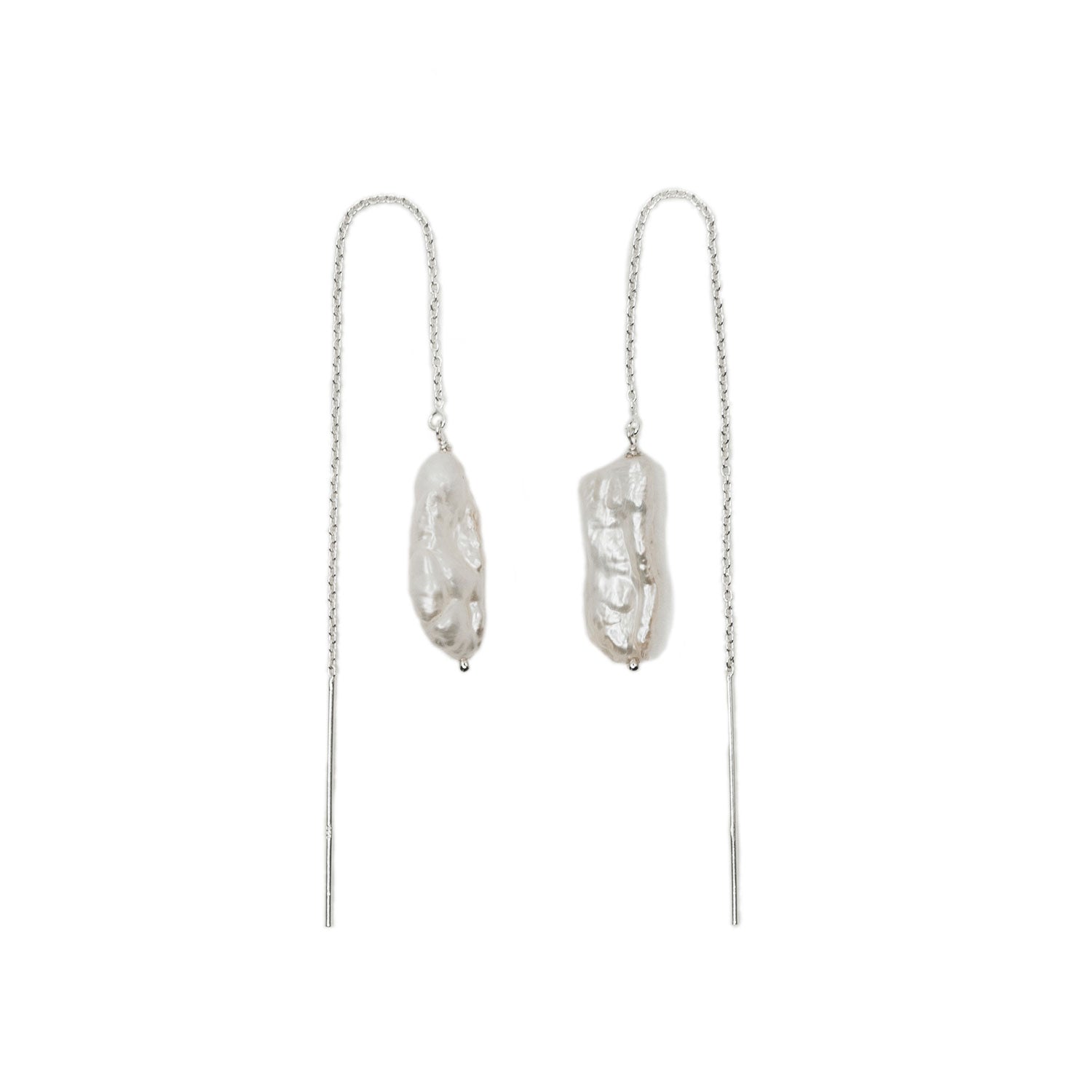 Biwa Pearl Threaders – Sterling Silver