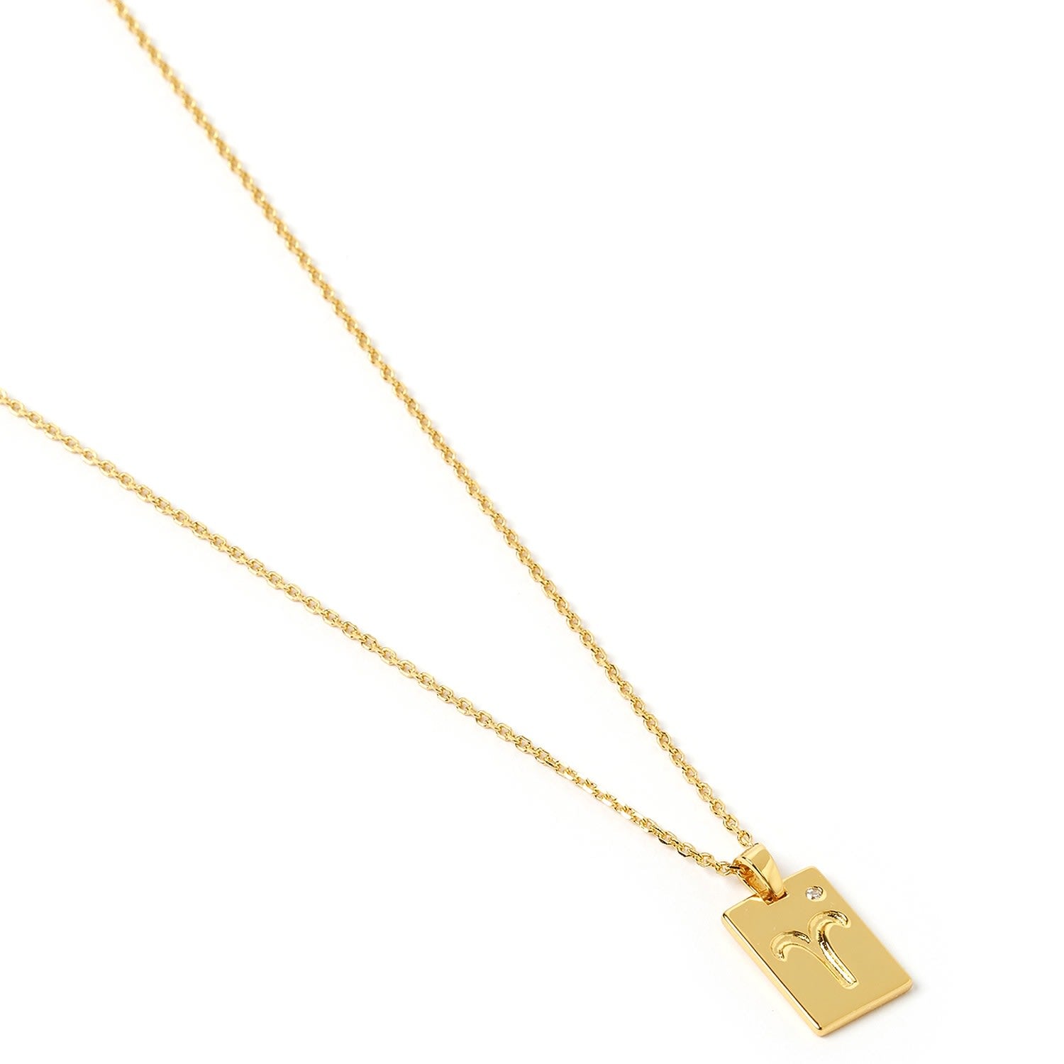 Aries Gold Tag Zodiac Necklace