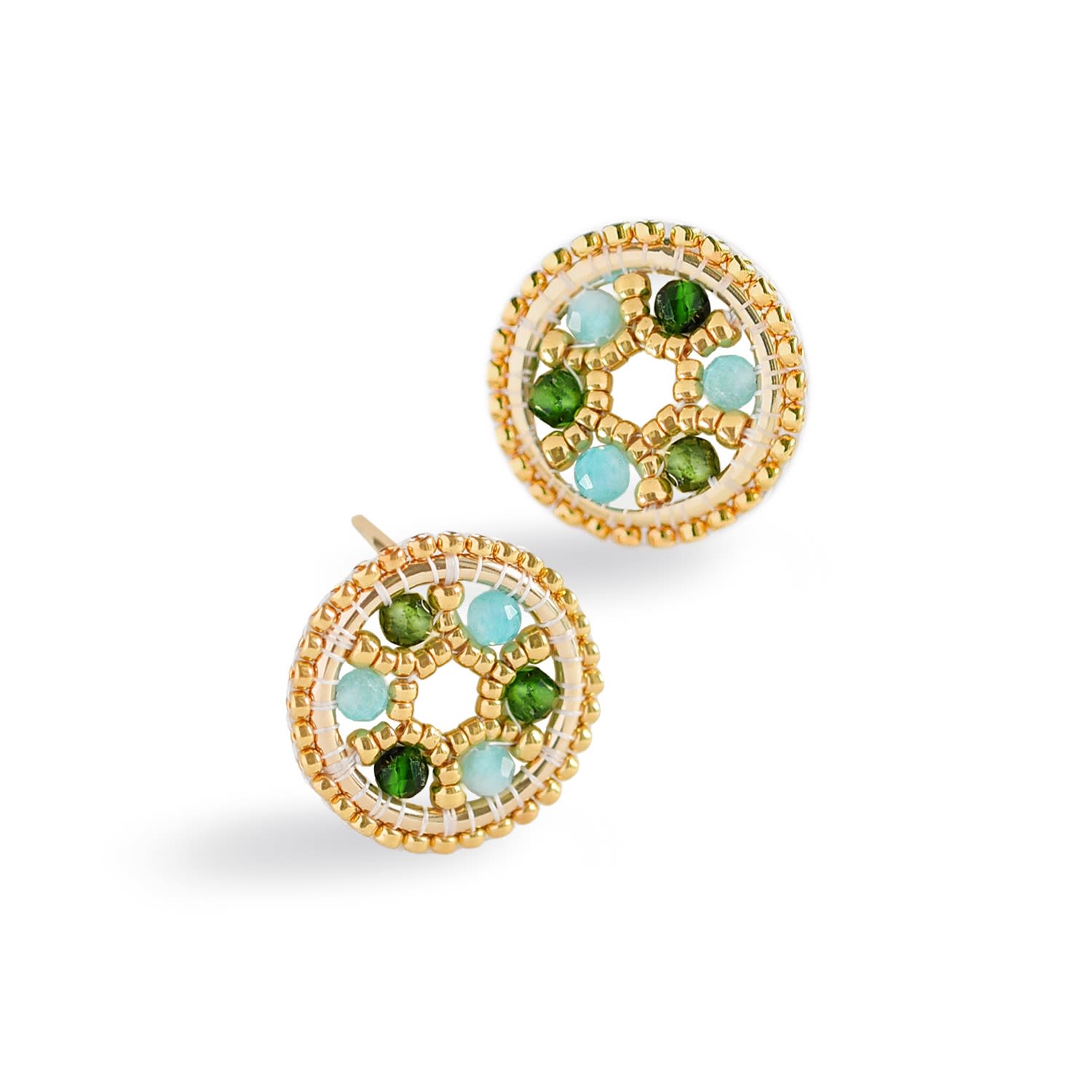 Celestia Prism Circle Earrings - Amazonite + Chrome Diopside