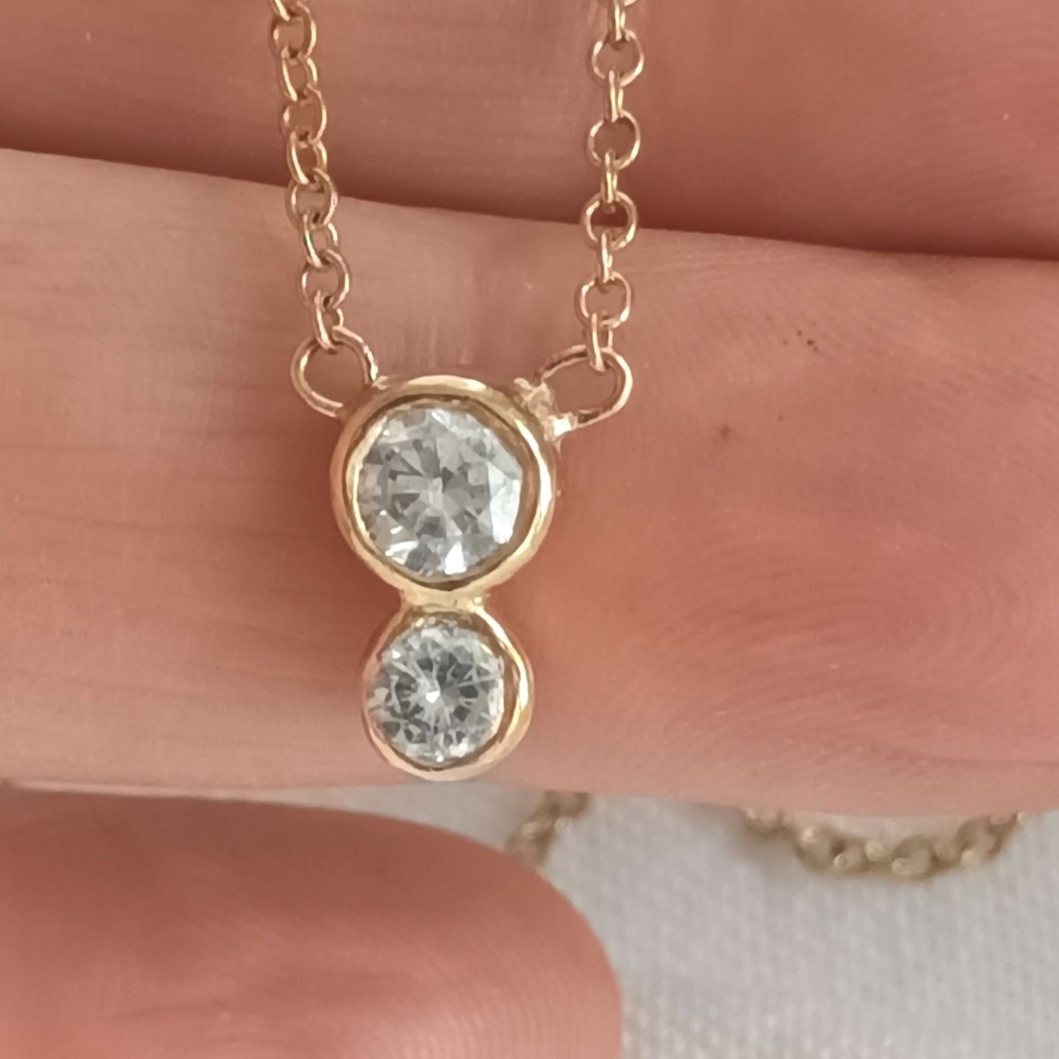 Circinius Double Diamond Pendant Necklace Rose Gold