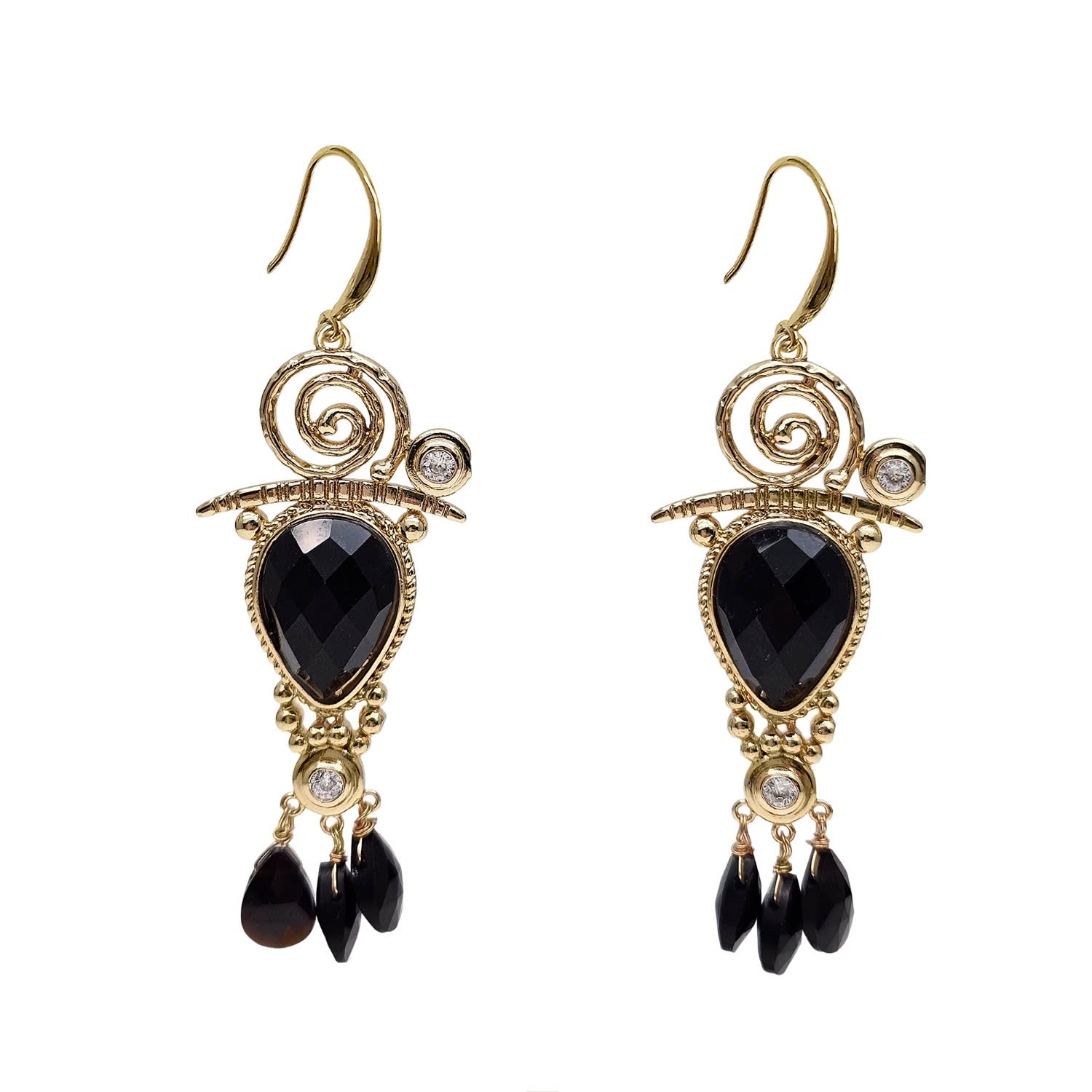 Black Agate Chandelier Earrings