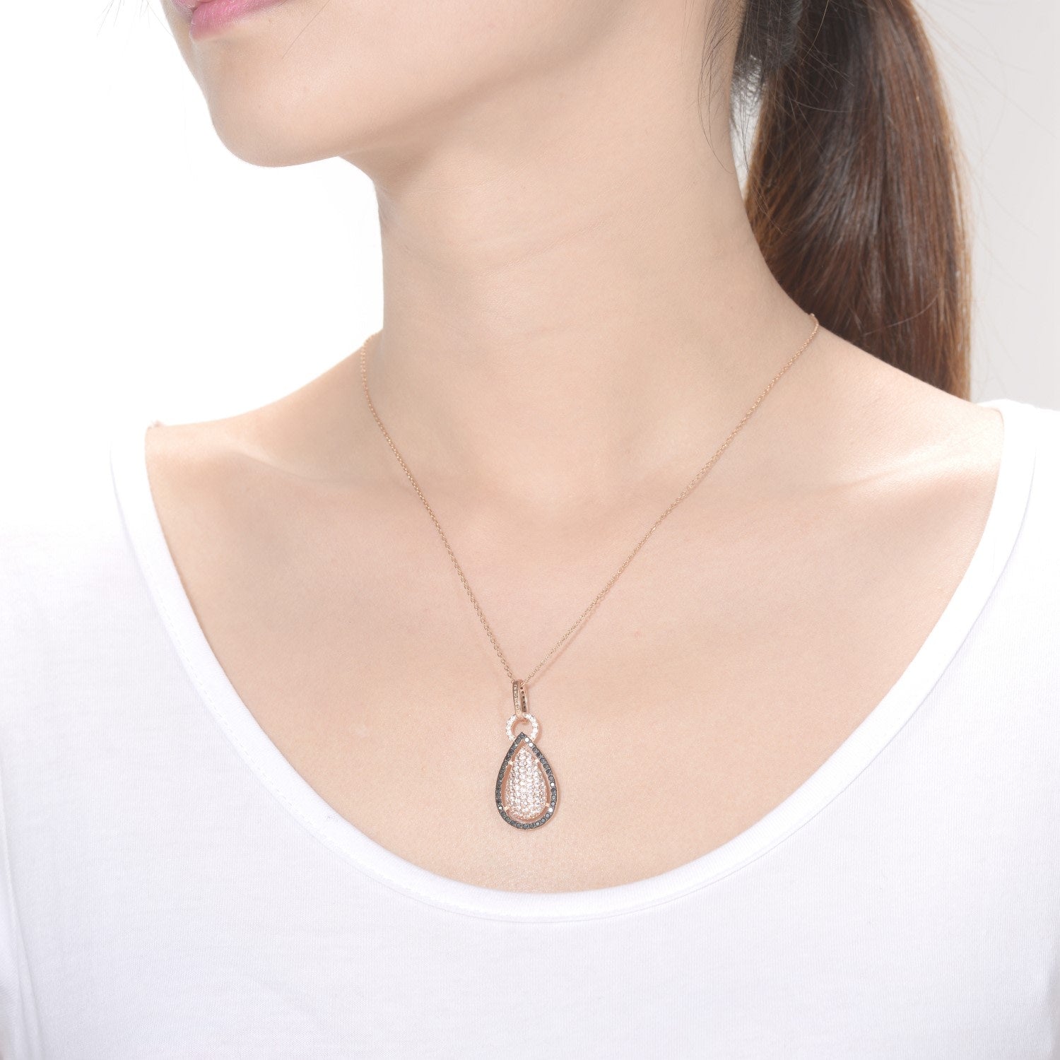 Black Cz Rose Gold Plated Pendant