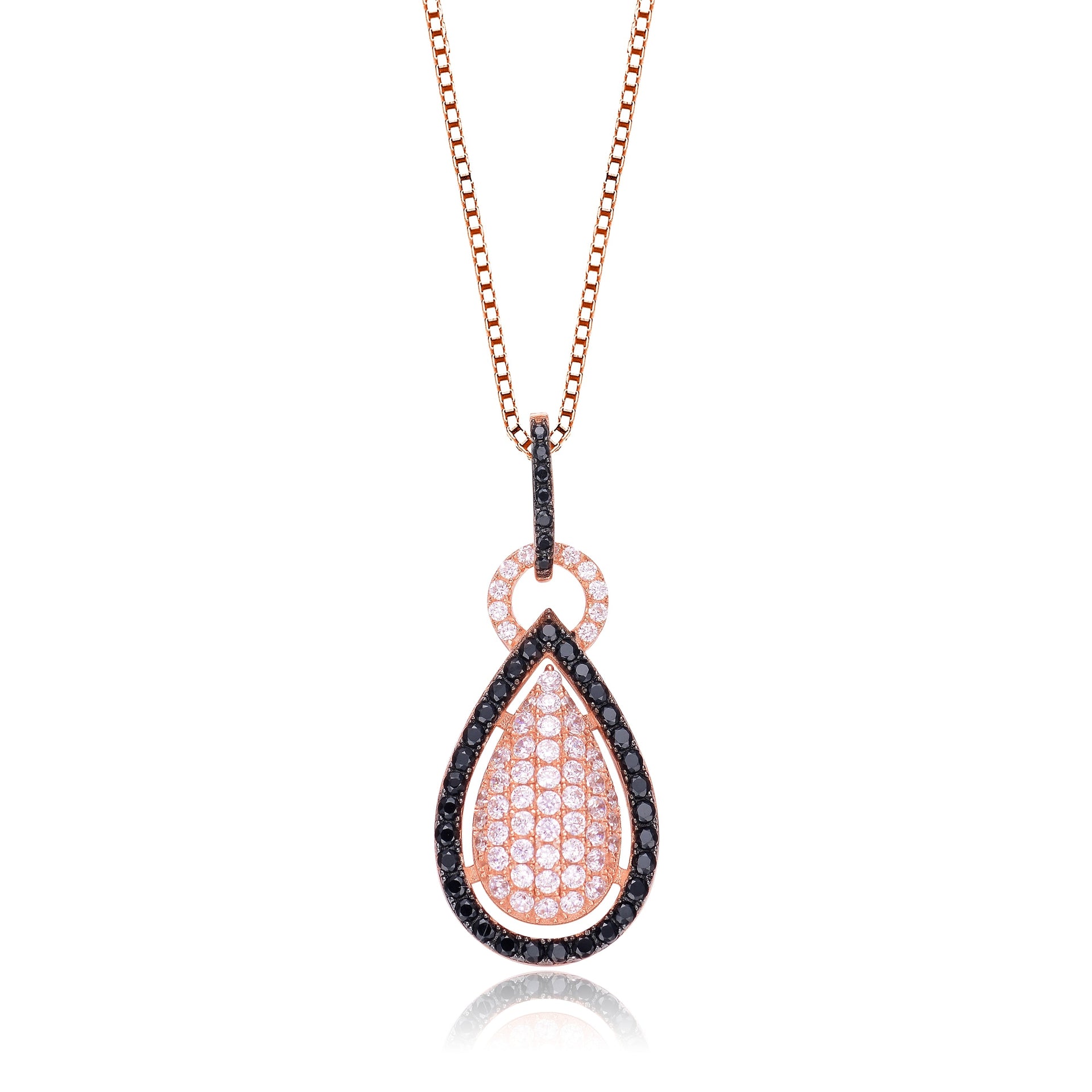 Black Cz Rose Gold Plated Pendant