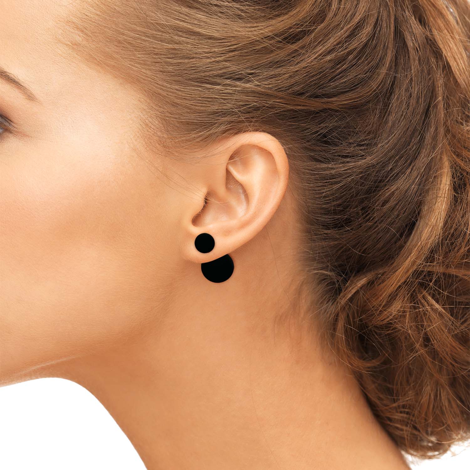 Black Double Ball Earrings