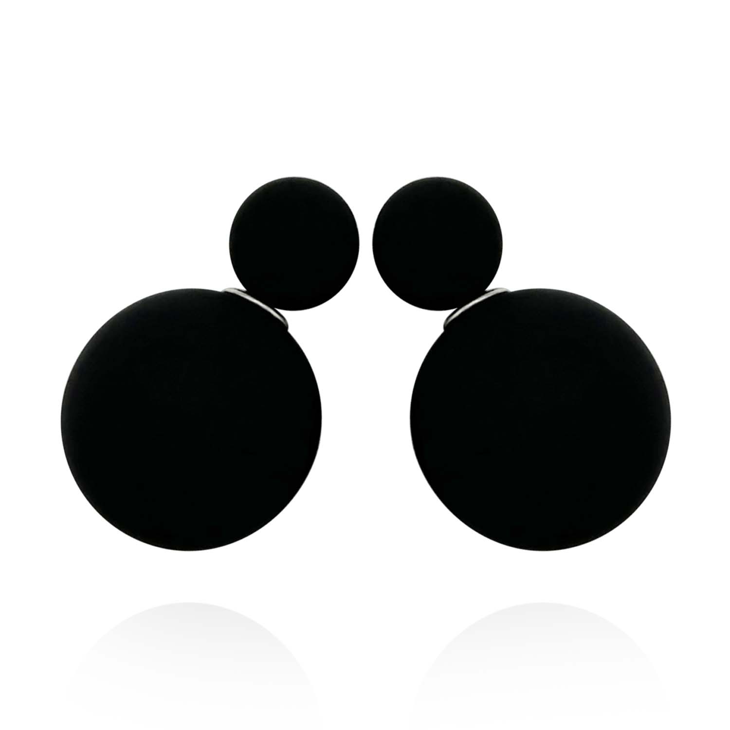 Black Double Ball Earrings