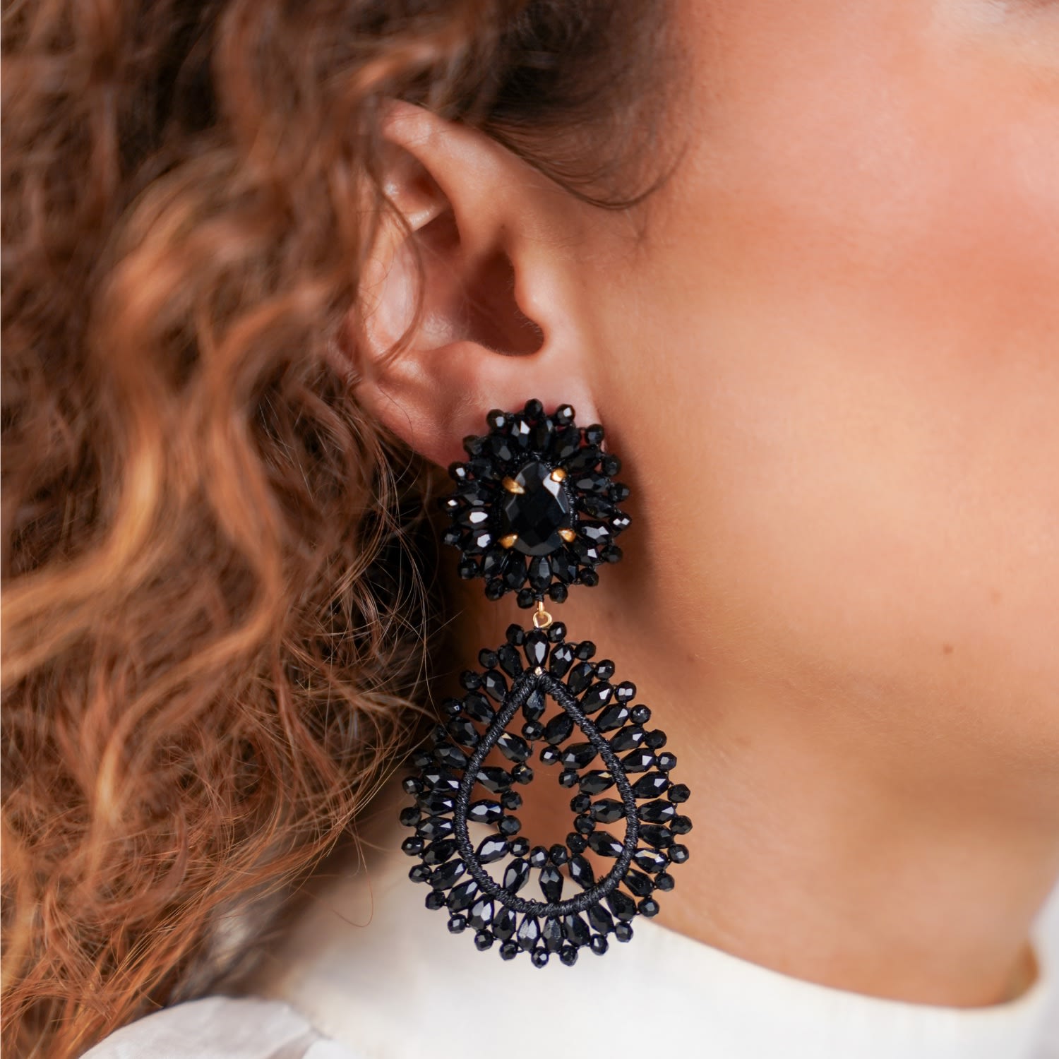 Black Earrings Apollo Double Drop