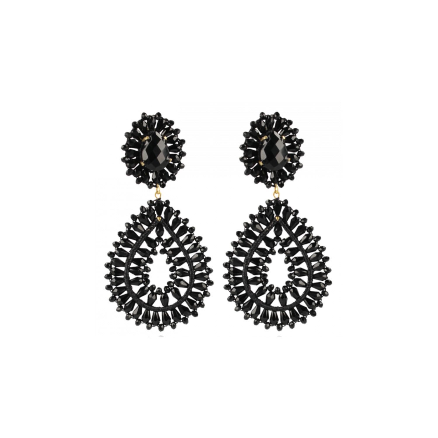 Black Earrings Apollo Double Drop