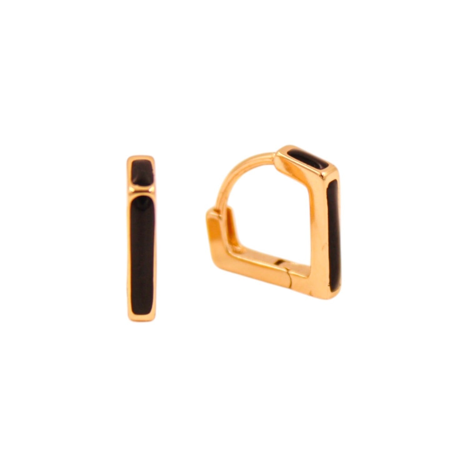 Black Enamel Hoop Earrings