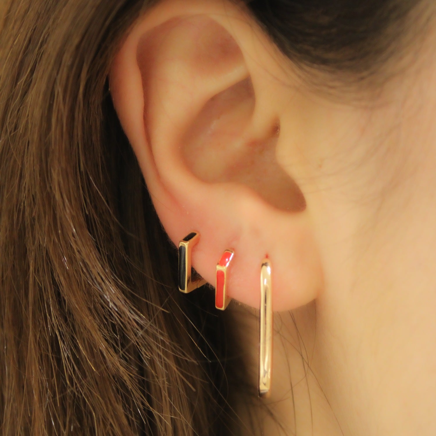 Black Enamel Hoop Earrings