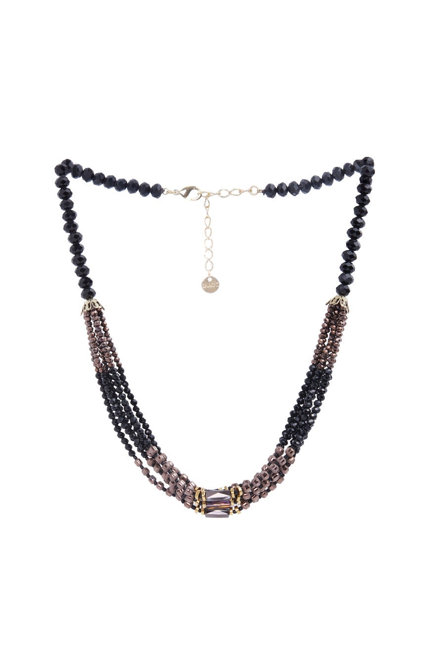 Black Glass Beaded Multi Necklace