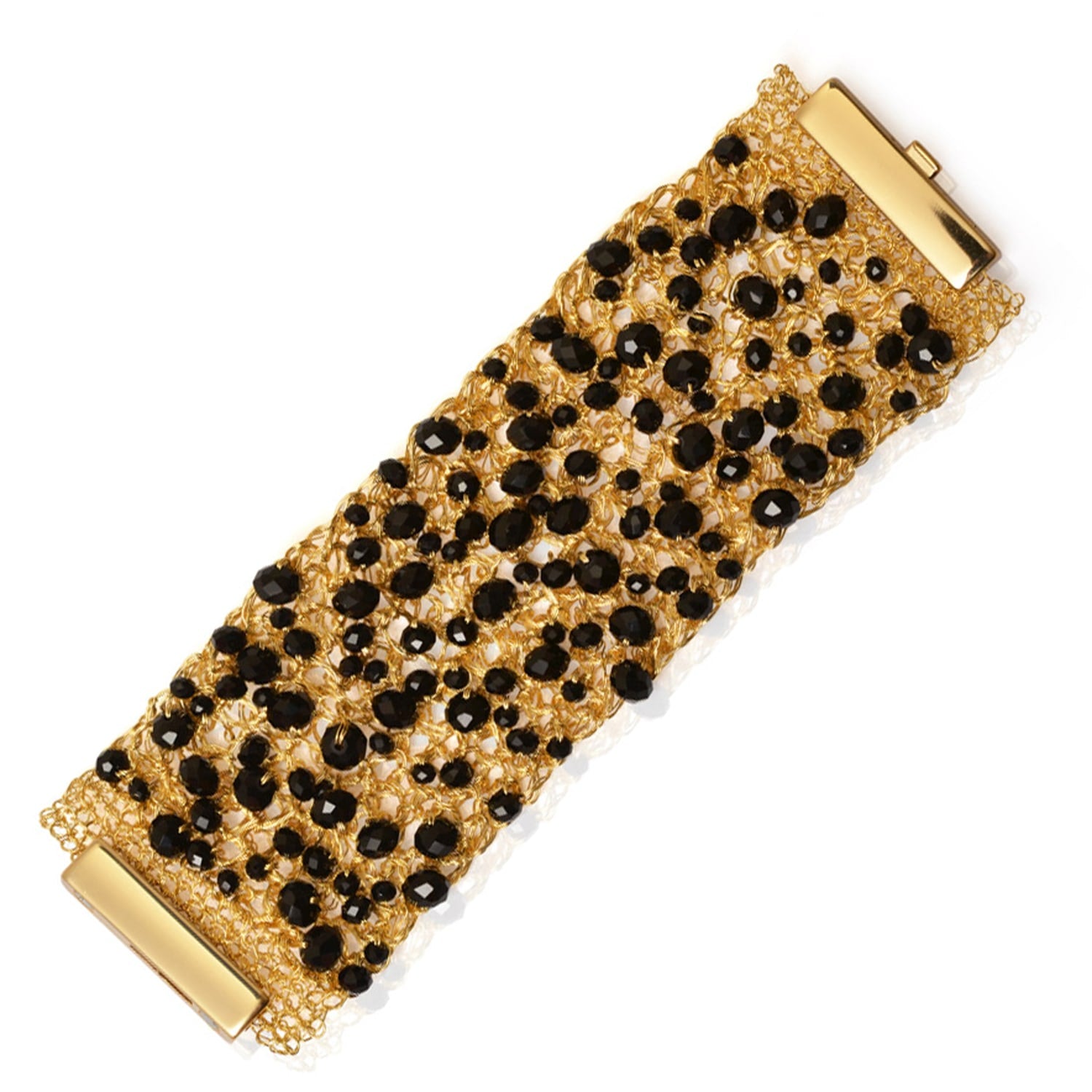 Black & Gold Aurora Maxi Handmade Crochet Bracelet