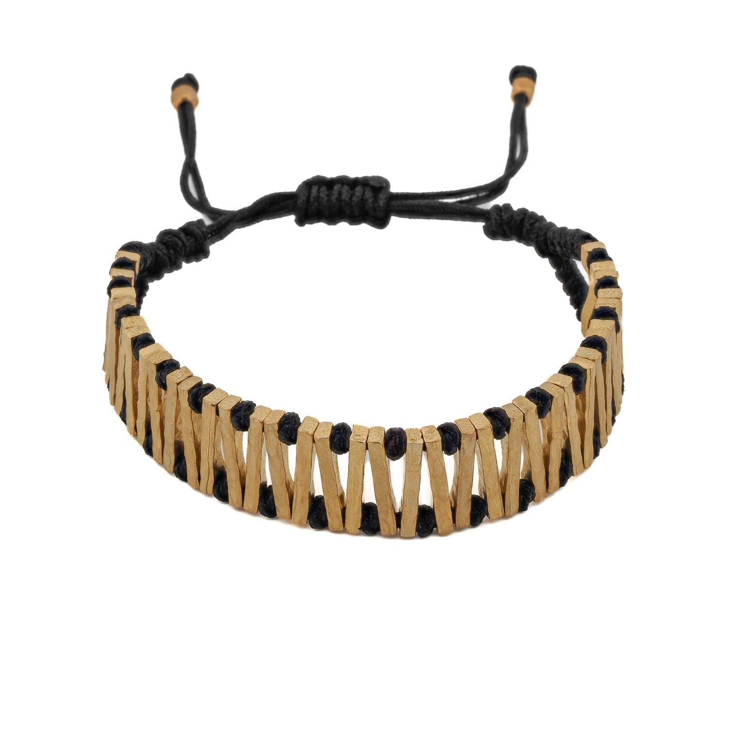 Black & Gold Woven Unisex Adjustable Bracelet - Black