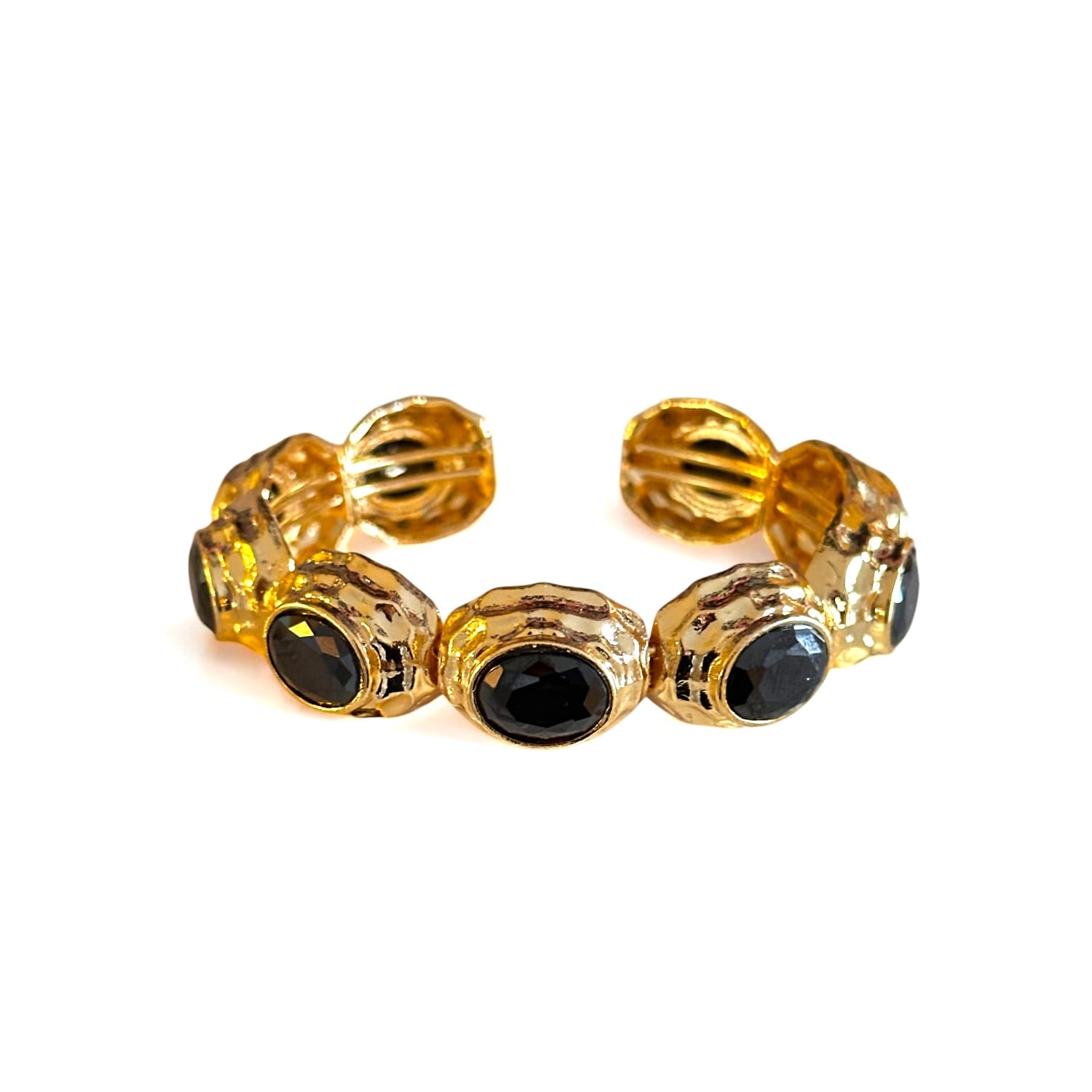 Black Handcuff Gold Bracelet