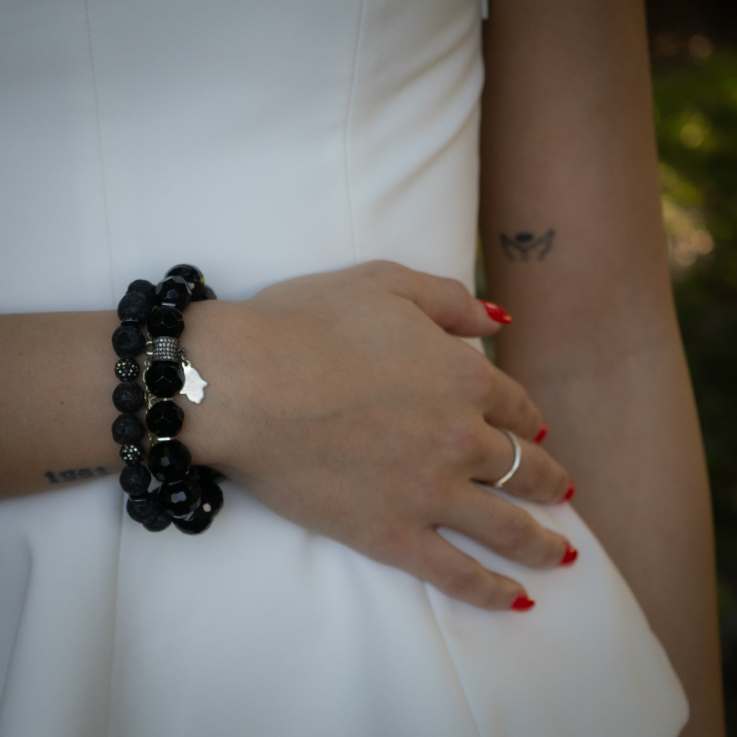 Black Lava And Swarovski Crystal Bracelet - Black