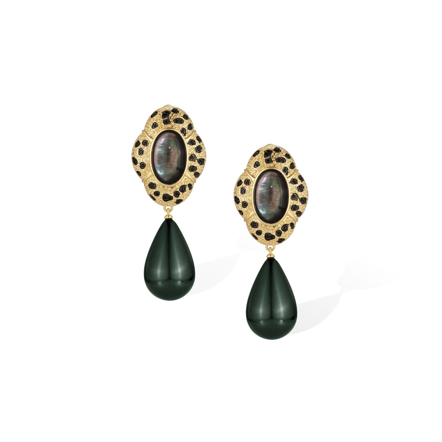 Black Leopard Drop Earrings