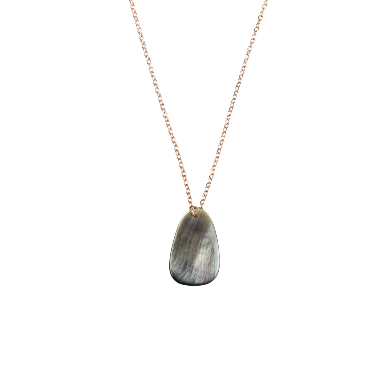 Black Mother-Of-Pearl Trapezoid Necklace With Rose Gold Chain