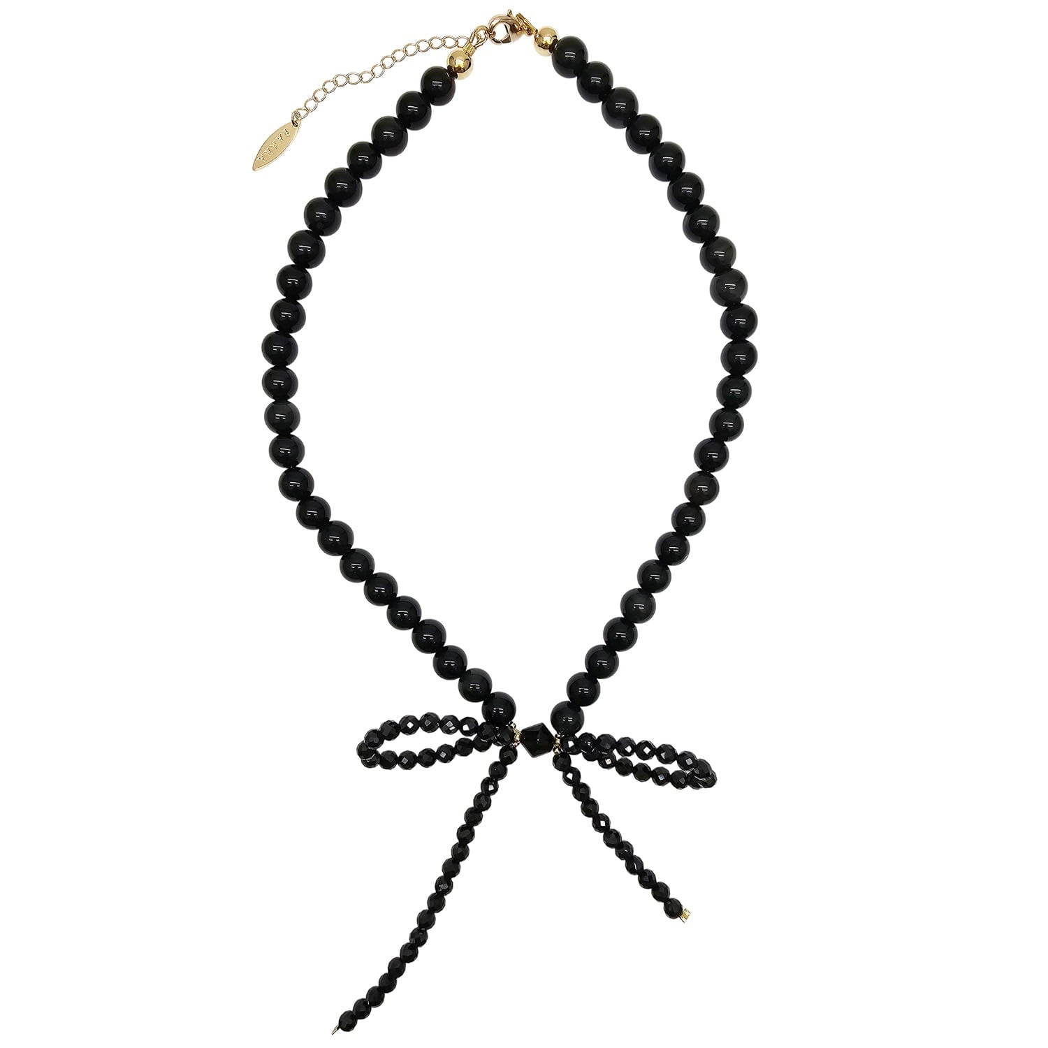 Black Obsidian Butterfly Knot Statement Necklace