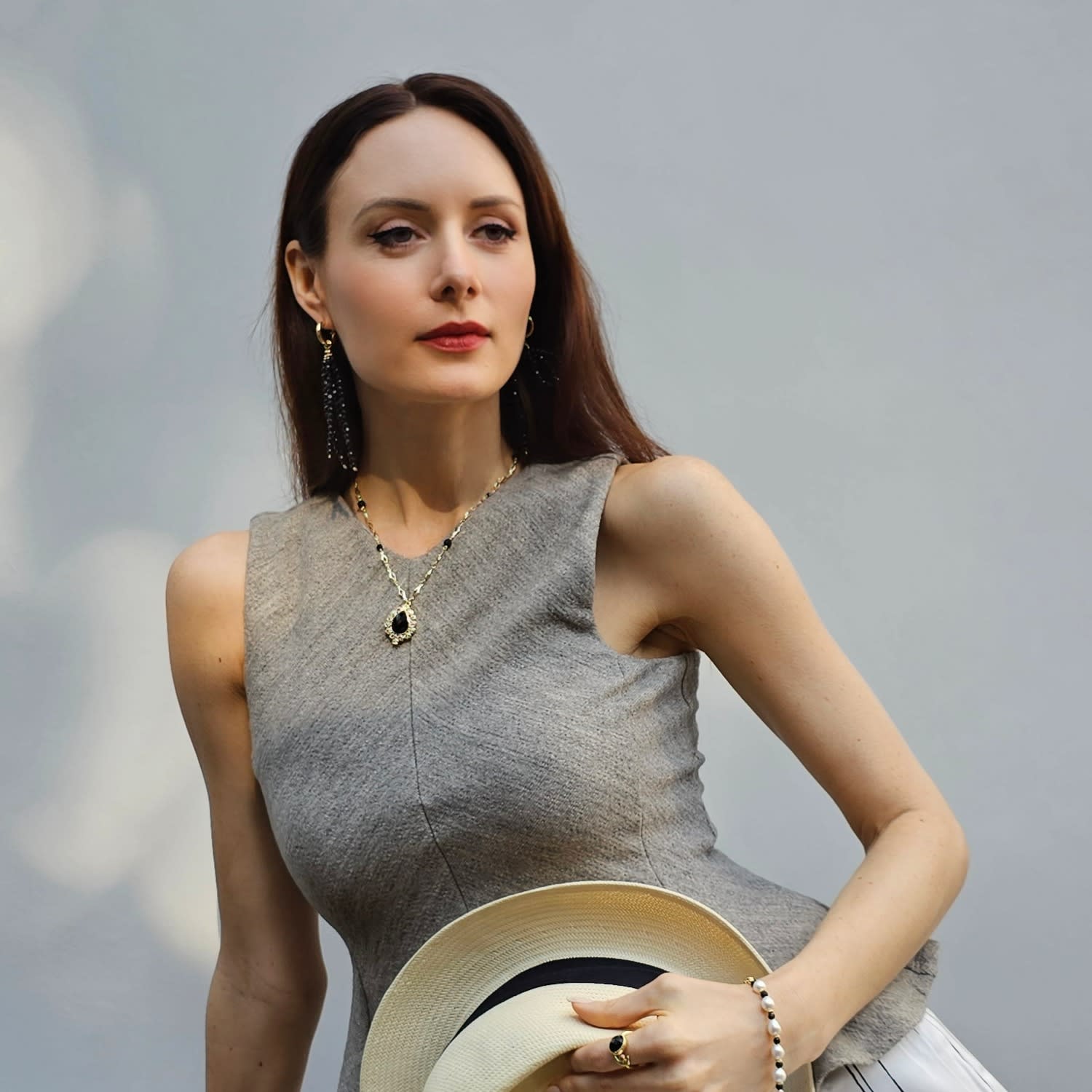 Black Obsidian Gemstone Pendant Chain Necklace