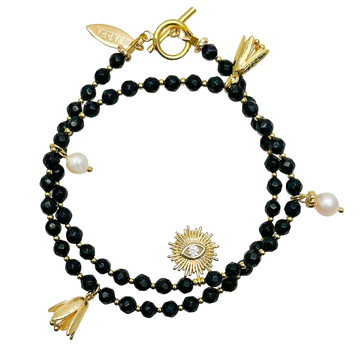 Black Obsidian With Evil Eye Charms Double Layers Bracelet Or Choker