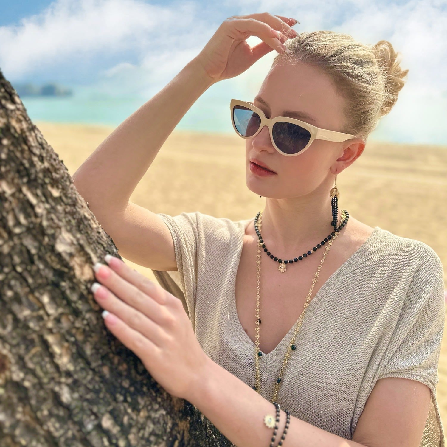 Black Obsidian With Evil Eye Pendant Necklace